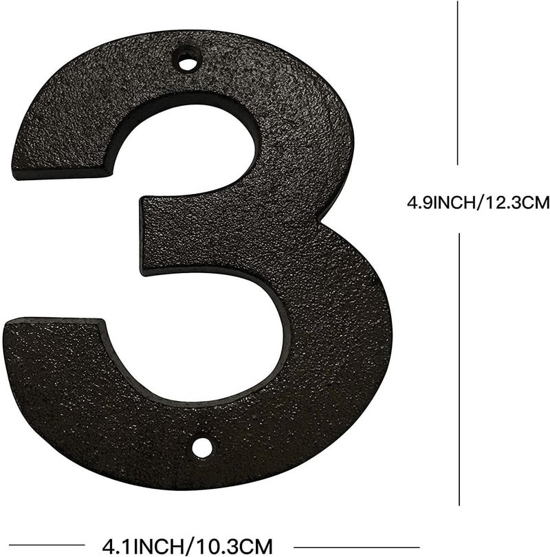 Pristine Address Numbers for House - House Numbers for Outside - Cast Iron 5 Inch Black House Numbers & Mailbox Numbers : Door Number 3 - Image 2